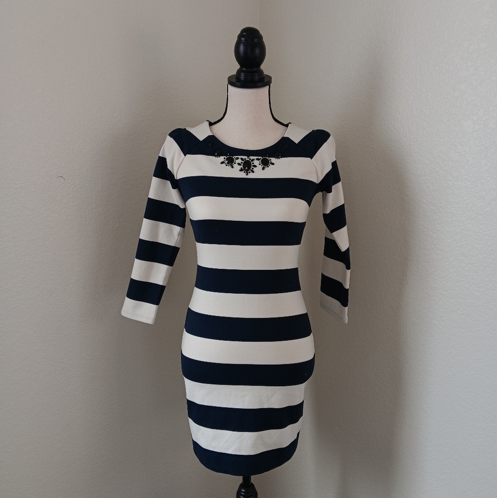 JUICY COUTURE Navy and White Striped Dress